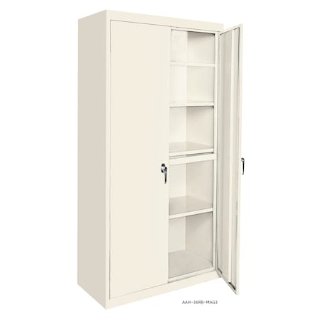 Steel Cabinets Usa Storage Cabinet, 78 in H, 36 in W, 24 in D, Putty, 4 Shelves AAH-36RBMAG3-P